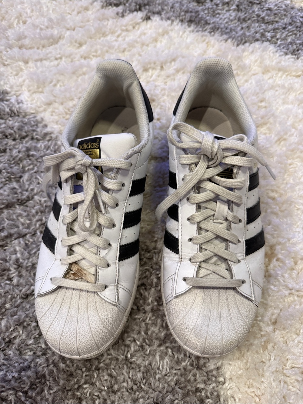 adidas Women's White and Black Classic Shell-Toe Sneakers
